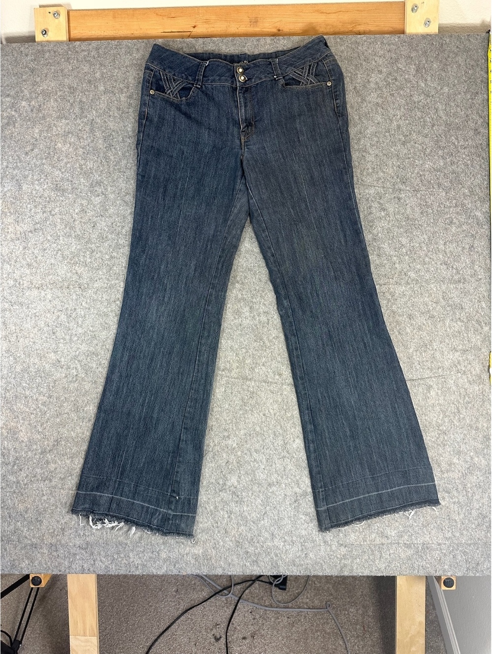 Vintage Y2k Cache Womens 12 Blue Faded Dark Wash Flare Leg Jeans